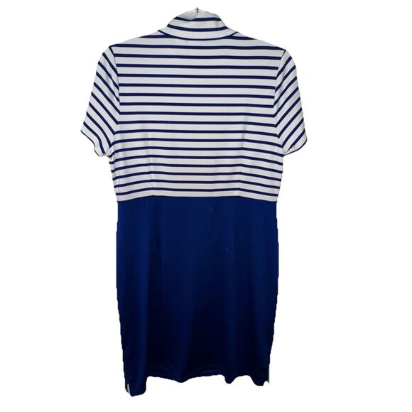 Chicos Zenergy Gold Dress Blue White striped Women’s 1 Lime 1/2 Zip Pockets - Picture 4 of 6